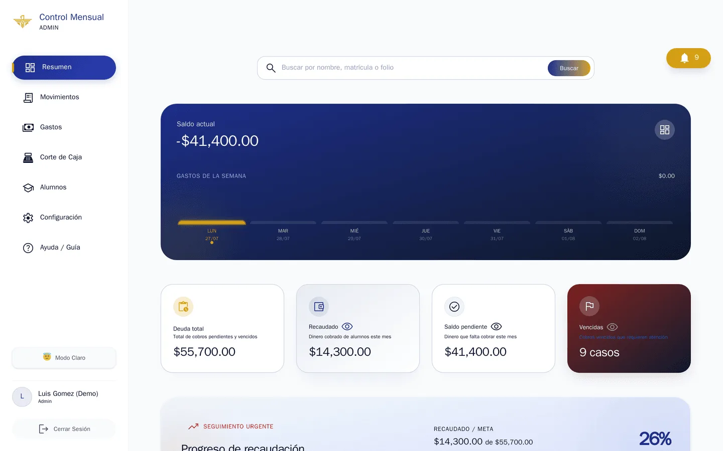 Interfaz de IEM Finanzas